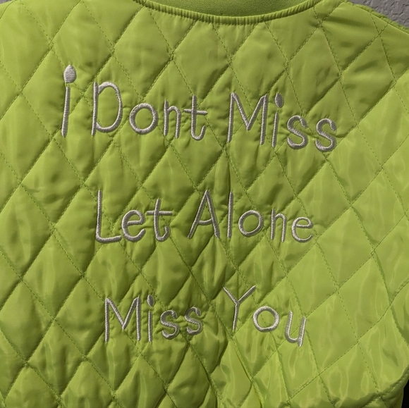 Lime Green Crop Jacket Plastics embroidered on arm and front - Picture 6 of 10